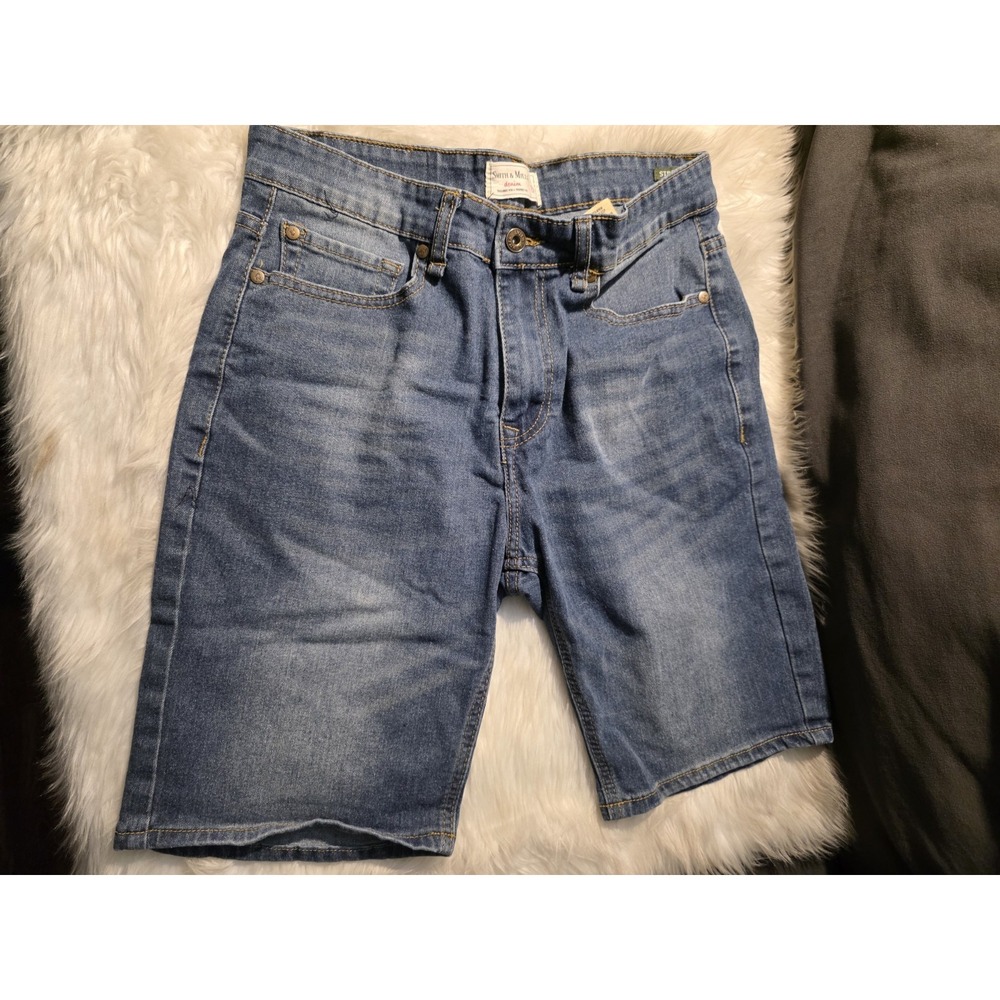 Smith & Mills Denim Shorts Mens Size 30 Stretch Blue Jean Shorts Casual Summer